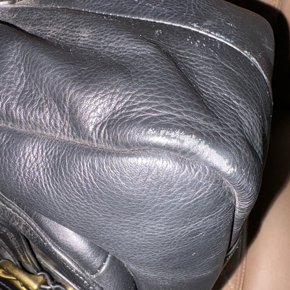 Coach Campbell F24686 Black Leather Hobo Shoulder Bag Purse Brass Buckle Handbag - Picture 7 of 10